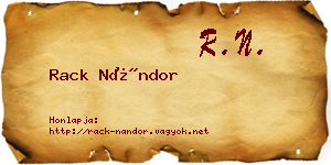 Rack Nándor névjegykártya